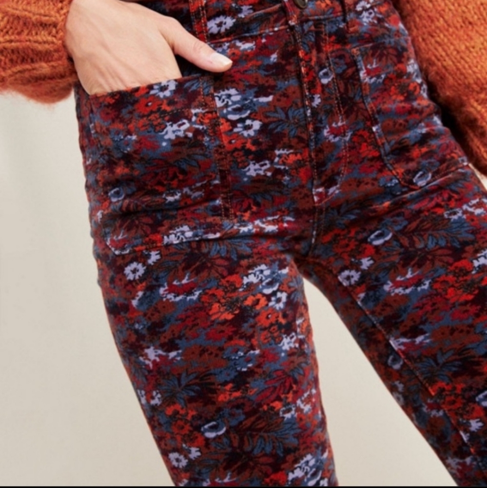 Pilcro and the Letterpress Anthropologie  High Rise Skinny Floral Cordur…